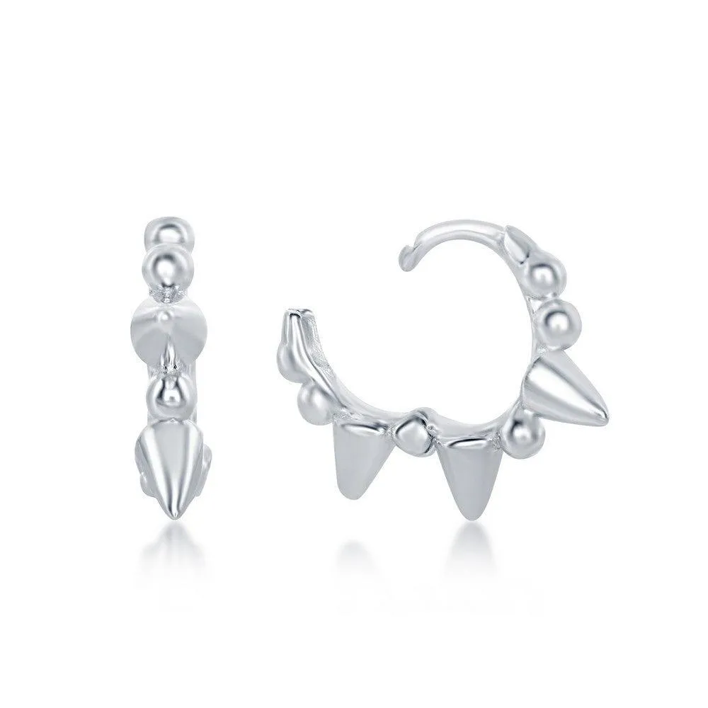 Sterling Silver Studded Mini Hoop Earrings