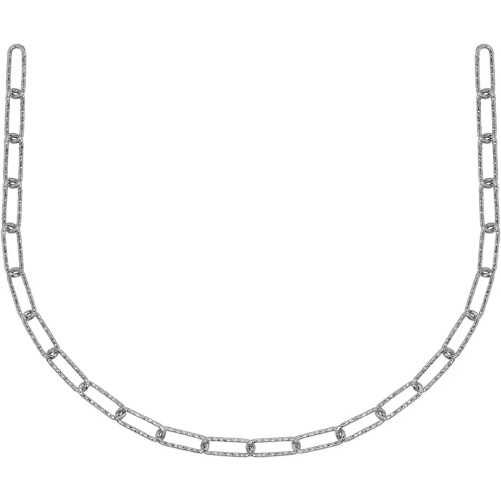 Sterling Silver Textured Paperclip Link Necklace