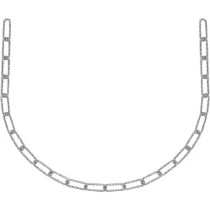 Sterling Silver Textured Paperclip Link Necklace