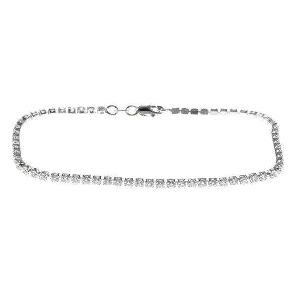 Sterling Silver Thin Cubic Zirconia Tennis Bracelet, 7"