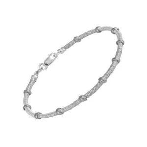 Sterling Silver Tight Coil with Silver Beads Bracelet, 7"