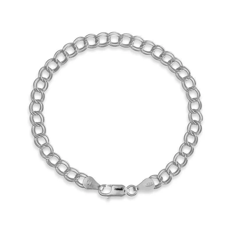Sterling Silver Twin Charm Bracelet, 6"