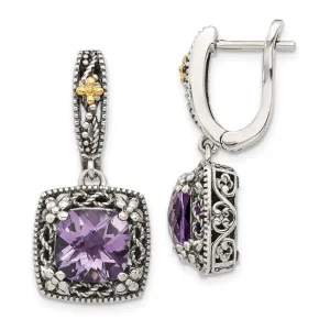 Sterling Silver w/ 14k Polished Amethyst Earrings