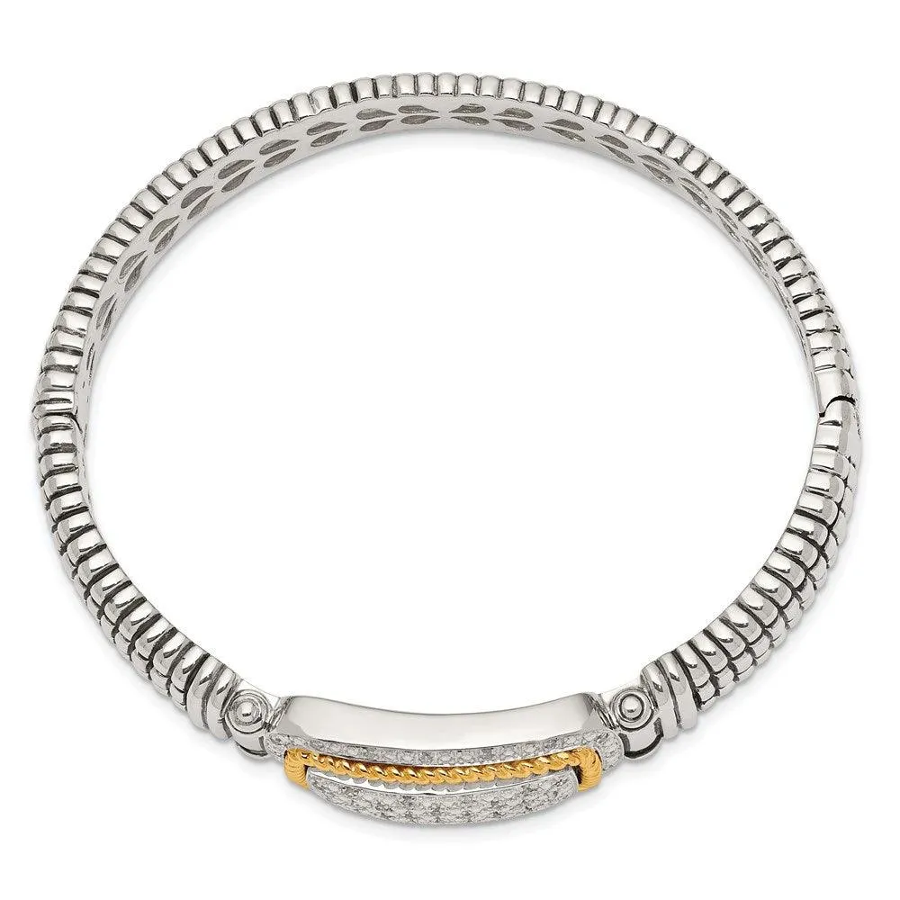 Sterling Silver w/14k 1/4ct. Diamond Bangle Bracelet
