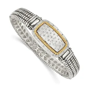 Sterling Silver w/14k 1/4ct. Diamond Bangle Bracelet