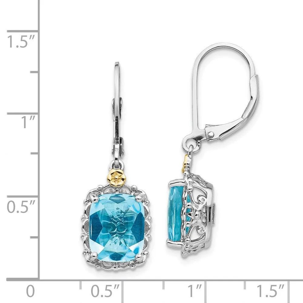 Sterling Silver w/14k Blue Topaz Earrings