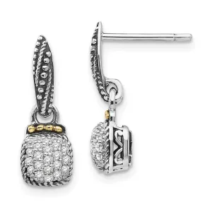 Sterling Silver w/14k Diamond Dangle Post Earrings