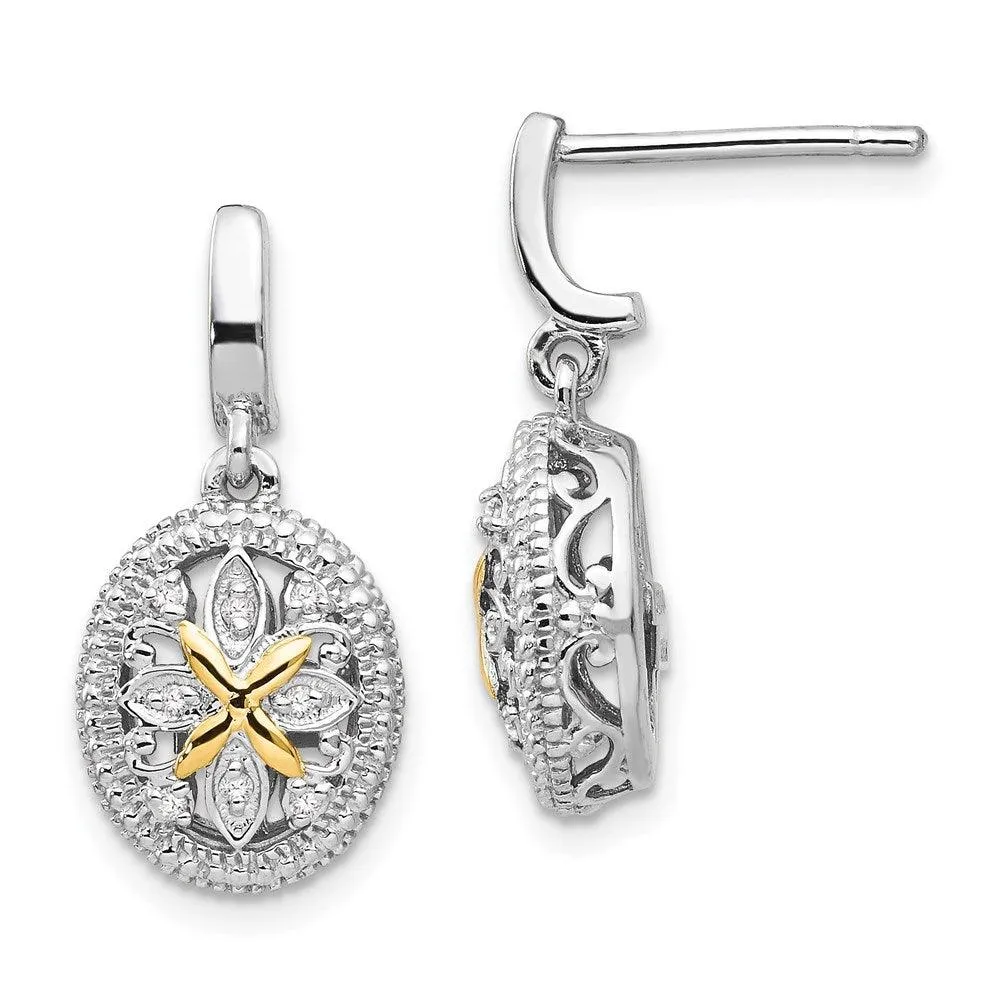Sterling Silver w/14k Diamond Earrings