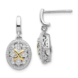 Sterling Silver w/14k Diamond Earrings