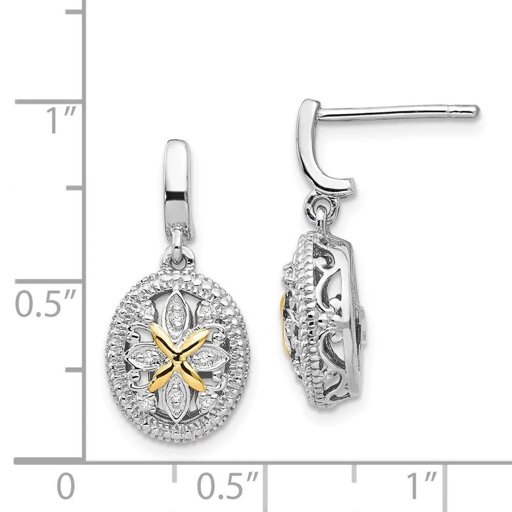 Sterling Silver w/14k Diamond Earrings