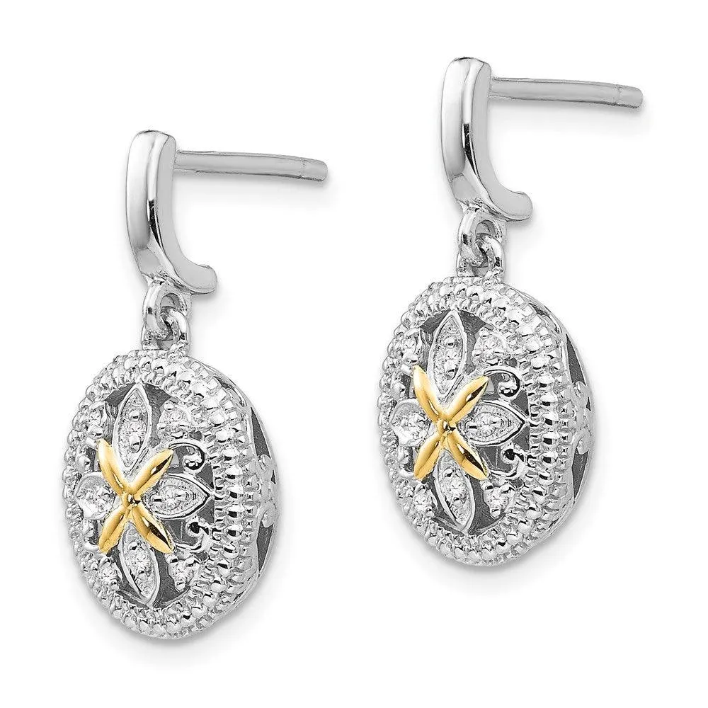 Sterling Silver w/14k Diamond Earrings