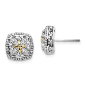 Sterling Silver w/14k Diamond Post Earrings