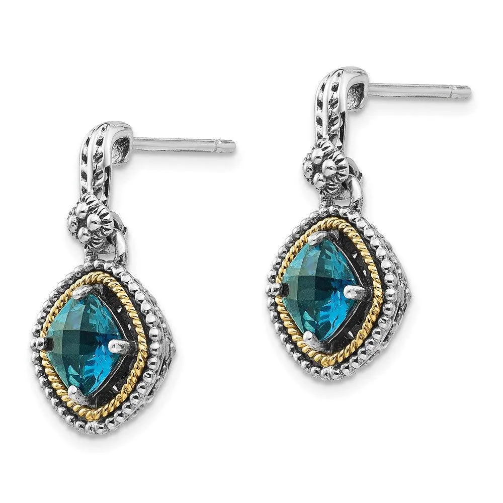 Sterling Silver w/14k London Blue Topaz Post Earrings