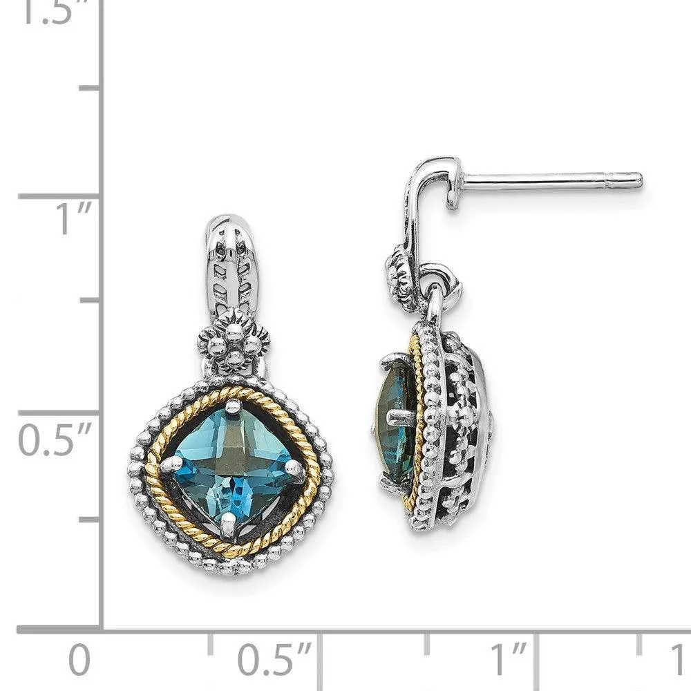 Sterling Silver w/14k London Blue Topaz Post Earrings