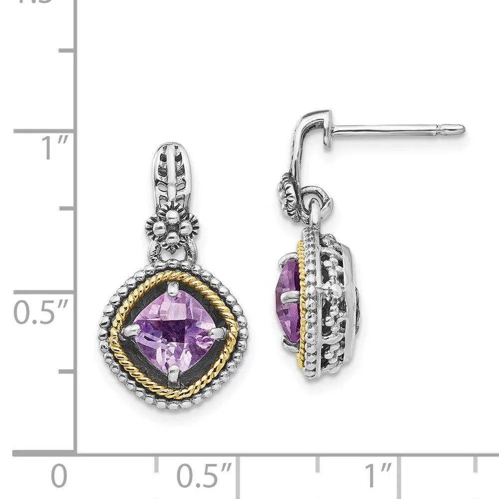 Sterling Silver w/14k Pink Quartz Earrings