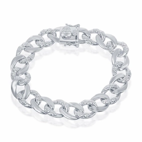 Sterling Silver 12mm Designed Cuban Chain - Skull