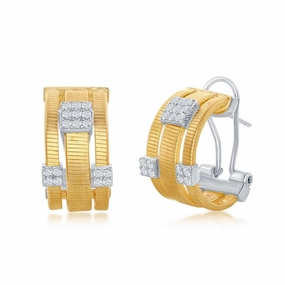 Sterling Silver 14K Gold Plated CZ Earrings