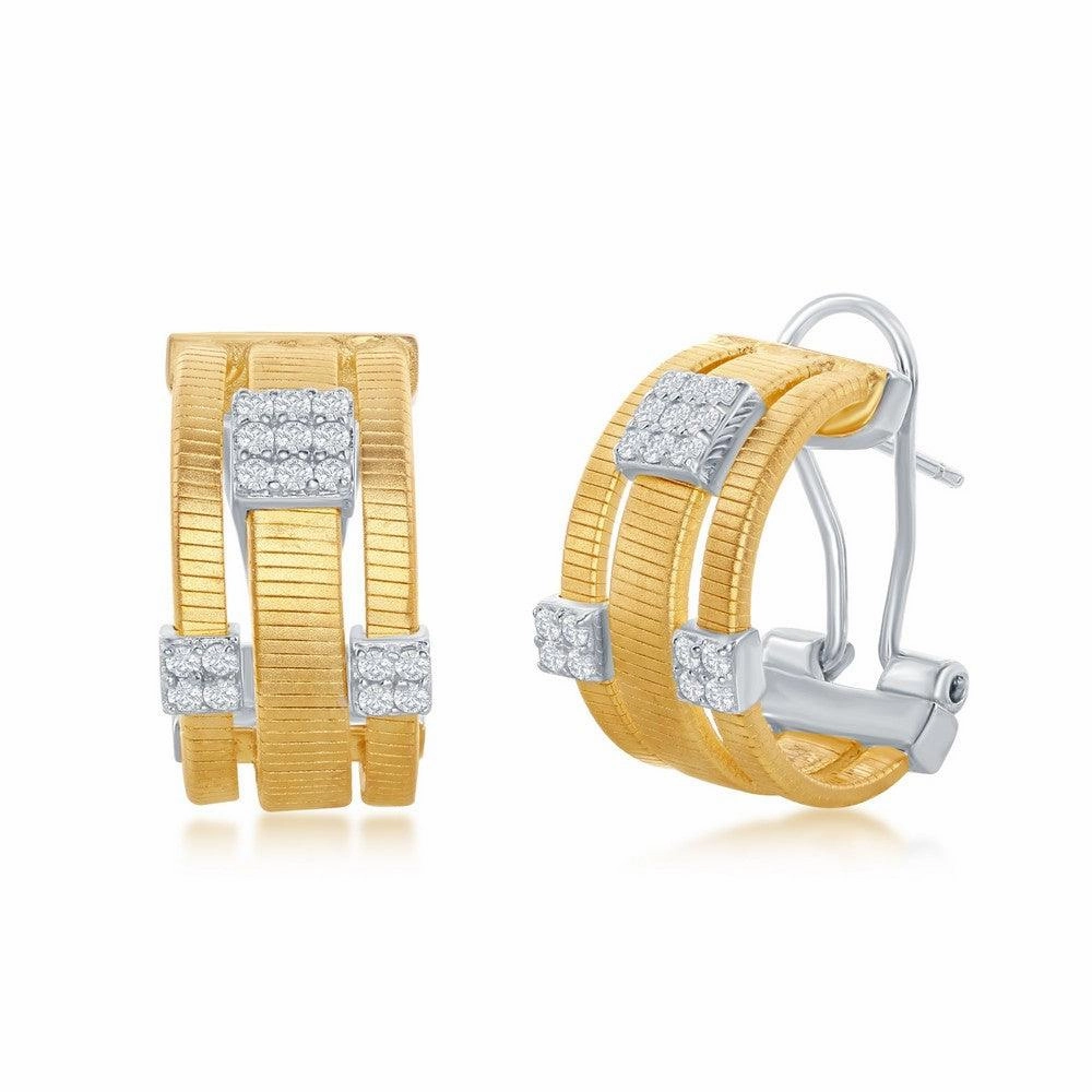 Sterling Silver 14K Gold Plated CZ Earrings