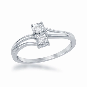 Sterling Silver 1/10th cttw Diamond Cut Ring - DIW-1683