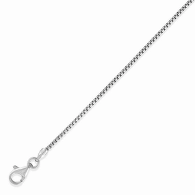 Sterling Silver 1.26mm Thin Round Box Chain - Rhodium Plated