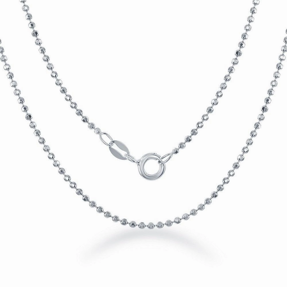 Sterling Silver 1.5mm Diamond Cut Bead Chain, 18"