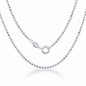 Sterling Silver 1.5mm Diamond Cut Bead Chain, 18"