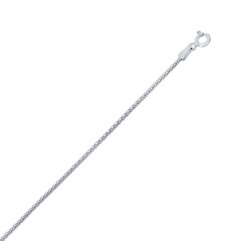 Sterling Silver 1.6mm Rhodium Popcorn Chain, 18"