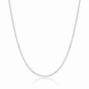 Sterling Silver 1.8mm Diamond Cut Bead Chain - Silver Plated