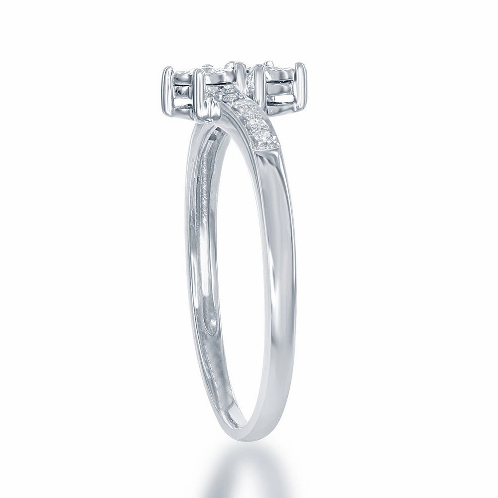 Sterling Silver 1/8th cttw Square Diamond Ring - DIW-1685