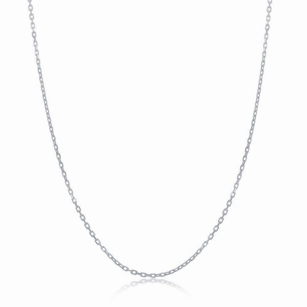 Sterling Silver 1.9mm Diamond-Cut Cable Chain - Rhodium Plated