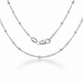 Sterling Silver 2.3mm Diamond Cut Cuban with Beads Chain, 18"
