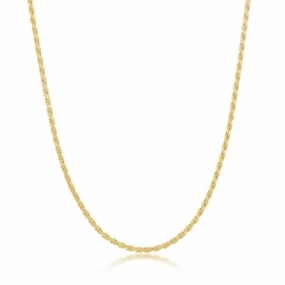 Sterling Silver 2.3mm Rope Chain - Gold Plated