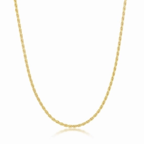 Sterling Silver 2.3mm Rope Chain - Gold Plated