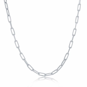 Sterling Silver 2.8mm Paper Clip Linked Chain, 16"
