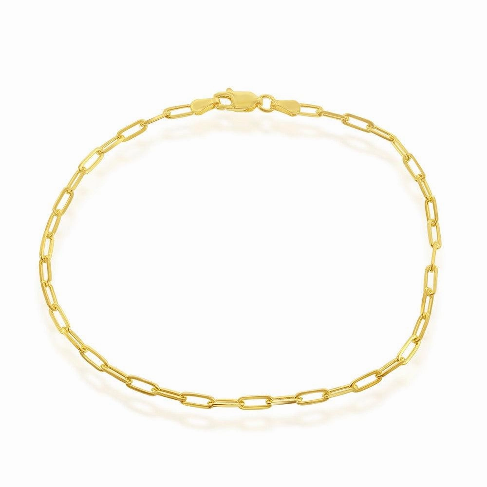 Sterling Silver 2.8mm Paper Clip Linked Chain - Gold Plated