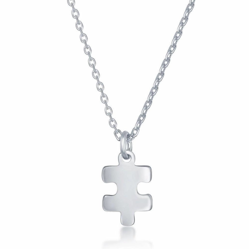 Sterling Silver 2PC; Puzzle Piece Necklace Set - 16 2 Inch You Are My Heart; 14 2 Puzzle Piece