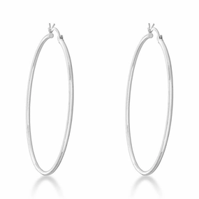 Sterling Silver 2x60mm High-Polished Hoop Earrings