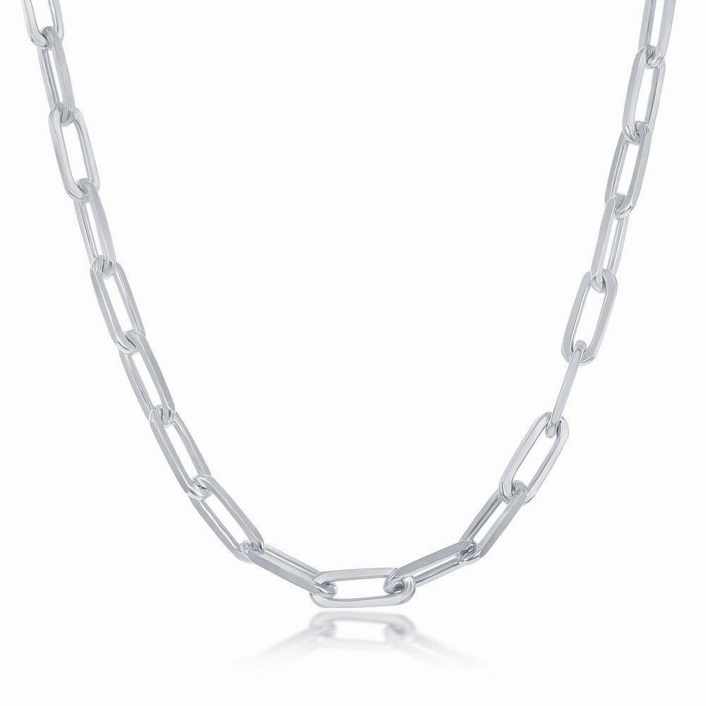 Sterling Silver 3.2mm Paper Clip Chain - Rhodium Plated