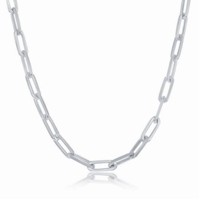 Sterling Silver 3.2mm Paper Clip Chain - Rhodium Plated