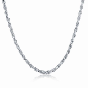Sterling Silver 3.3mm Rope Chain - Silver Plated