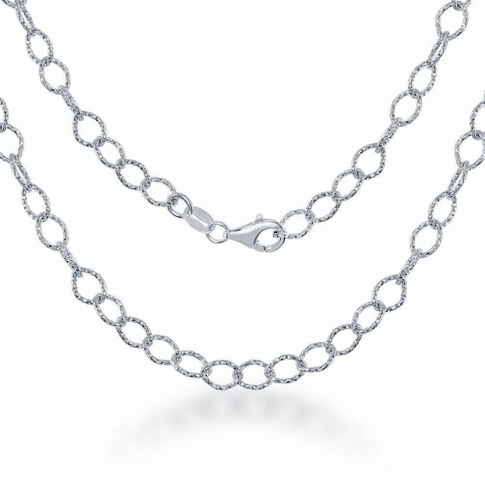 Sterling Silver 4.8mm Diamond Cut Rolo Link Chain, 24"