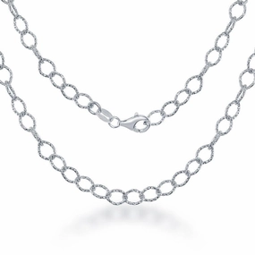 Sterling Silver 4.8mm Diamond Cut Rolo Link Chain, 30"