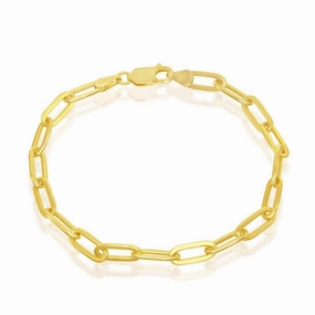 Sterling Silver 4mm Paper Clip Bracelet - Gold Plated