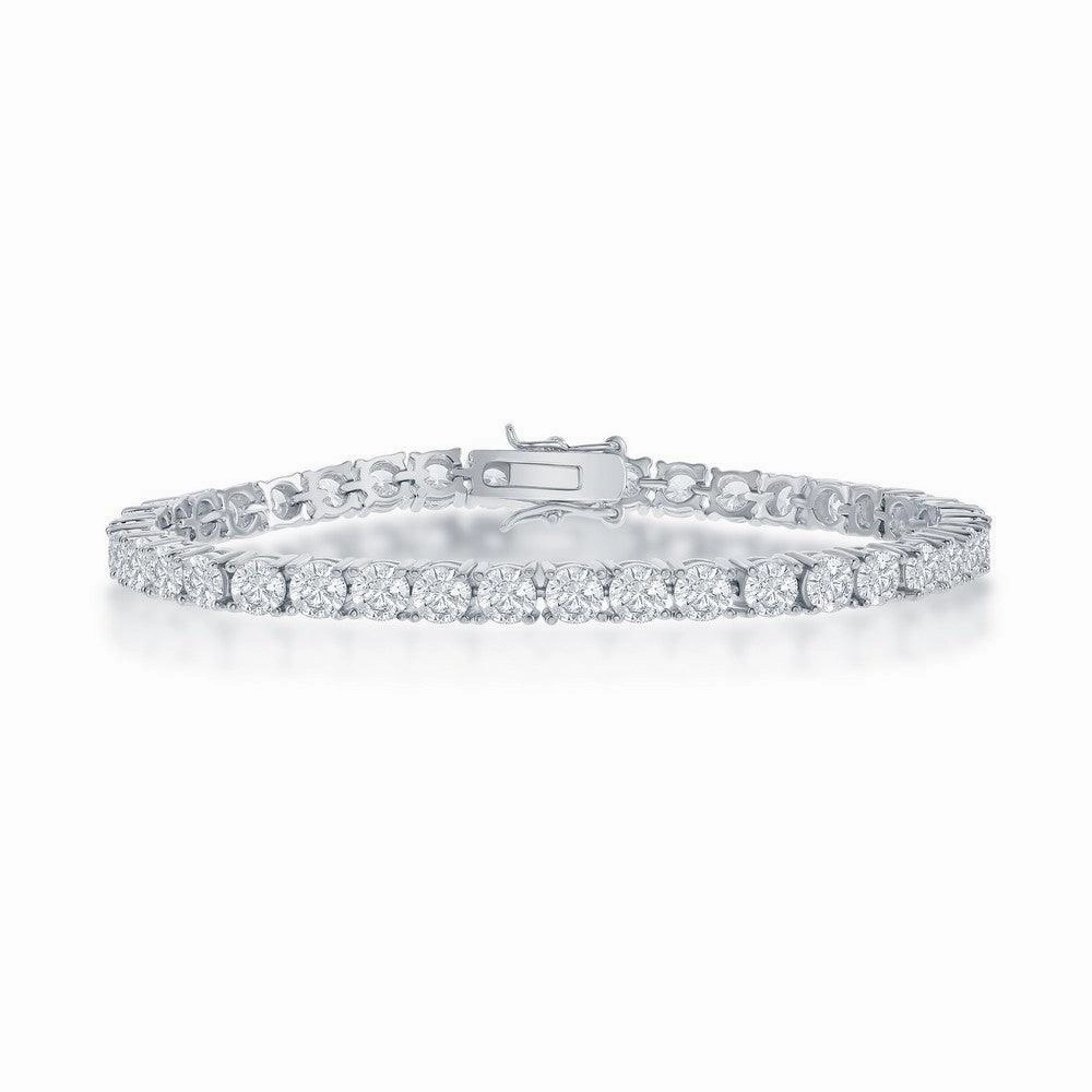 Sterling Silver 4mm Prong-Set Round CZ Tennis Bracelet, 7.5"