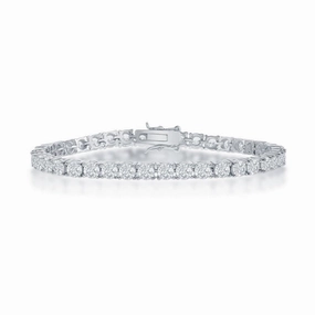 Sterling Silver 4mm Prong-Set Round CZ Tennis Bracelet, 7.5"