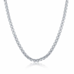 Sterling Silver 4mm Round Box Chain, 9"