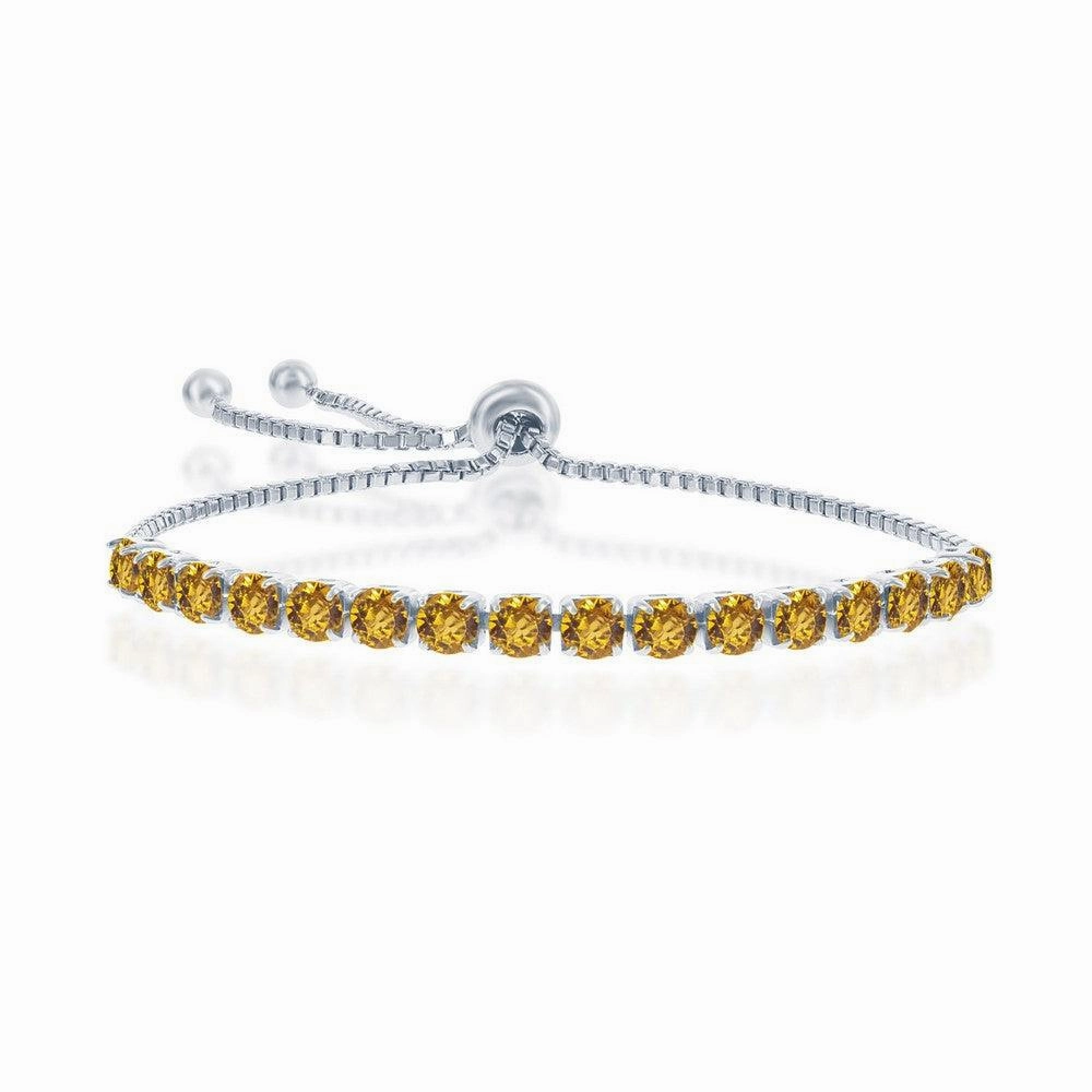 Sterling Silver 4mm Topaz "November" Swarovski Element Bracelet