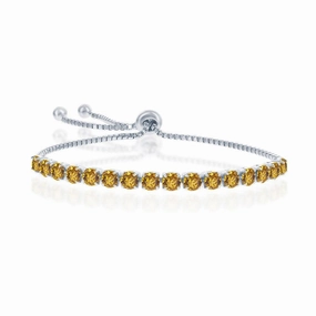 Sterling Silver 4mm Topaz "November" Swarovski Element Bracelet