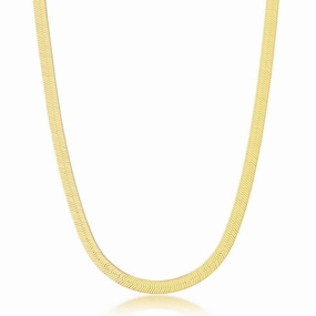 Sterling Silver 5mm Herringbone Chain - Gold Plated
