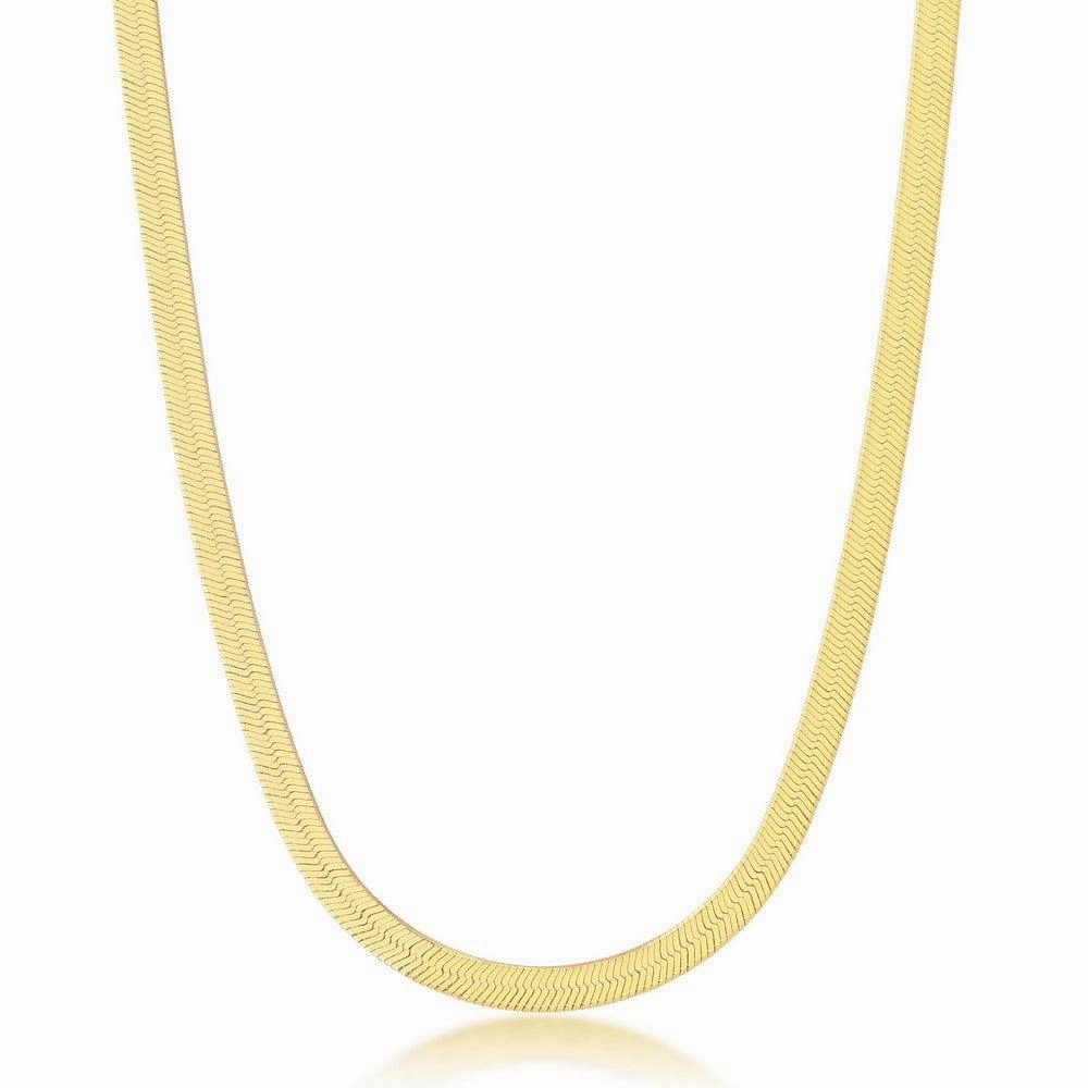 Sterling Silver 5mm Herringbone Chain - Gold Plated